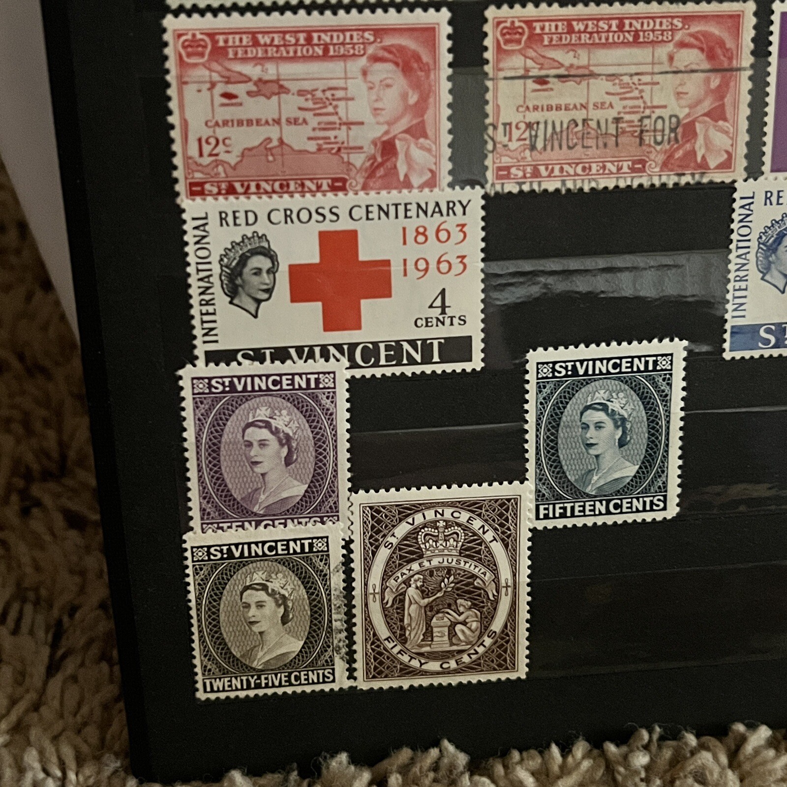 ST. VINCENT M&U STAMPS IN STOCK PAGE QUEEN ELIZABETH KING GEORGE 6 CORONATION