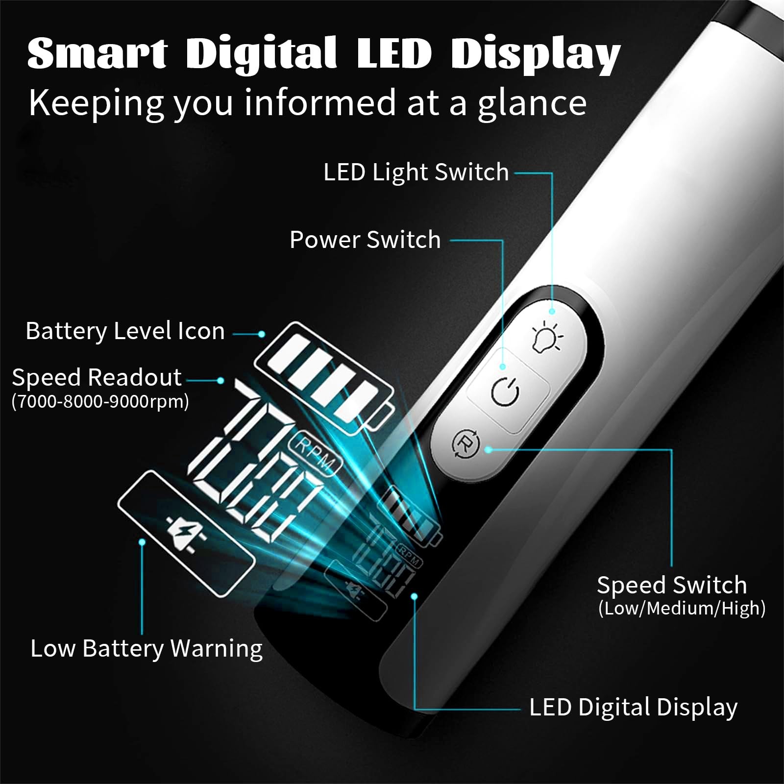 Silent Groom Pro Nail Grinder 2026 Upgraded with 2 LED Light & 3Speed 2000mah...