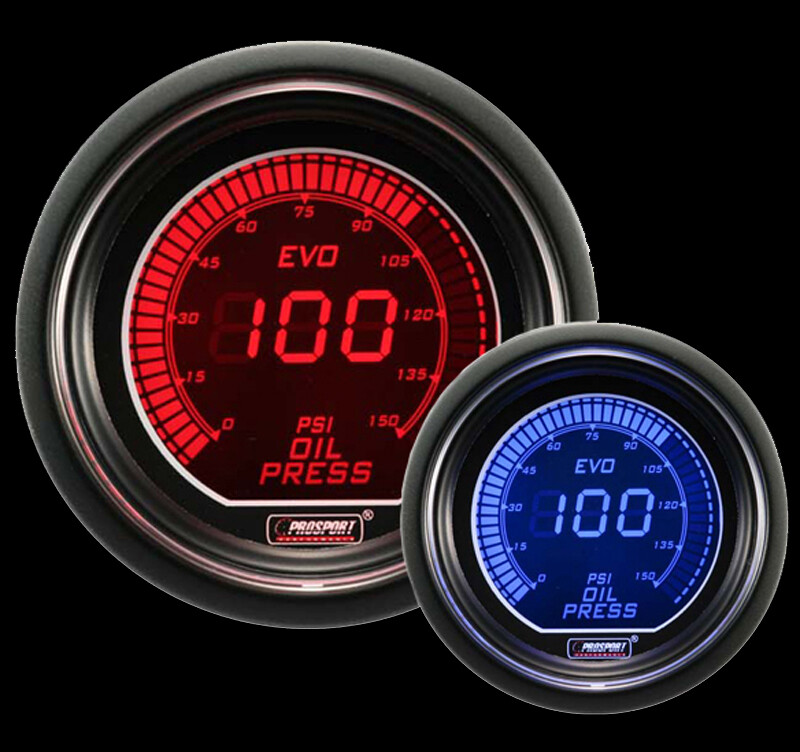 52mm Evo Red/Blue Electrical Oil Pressure Gauge with sender