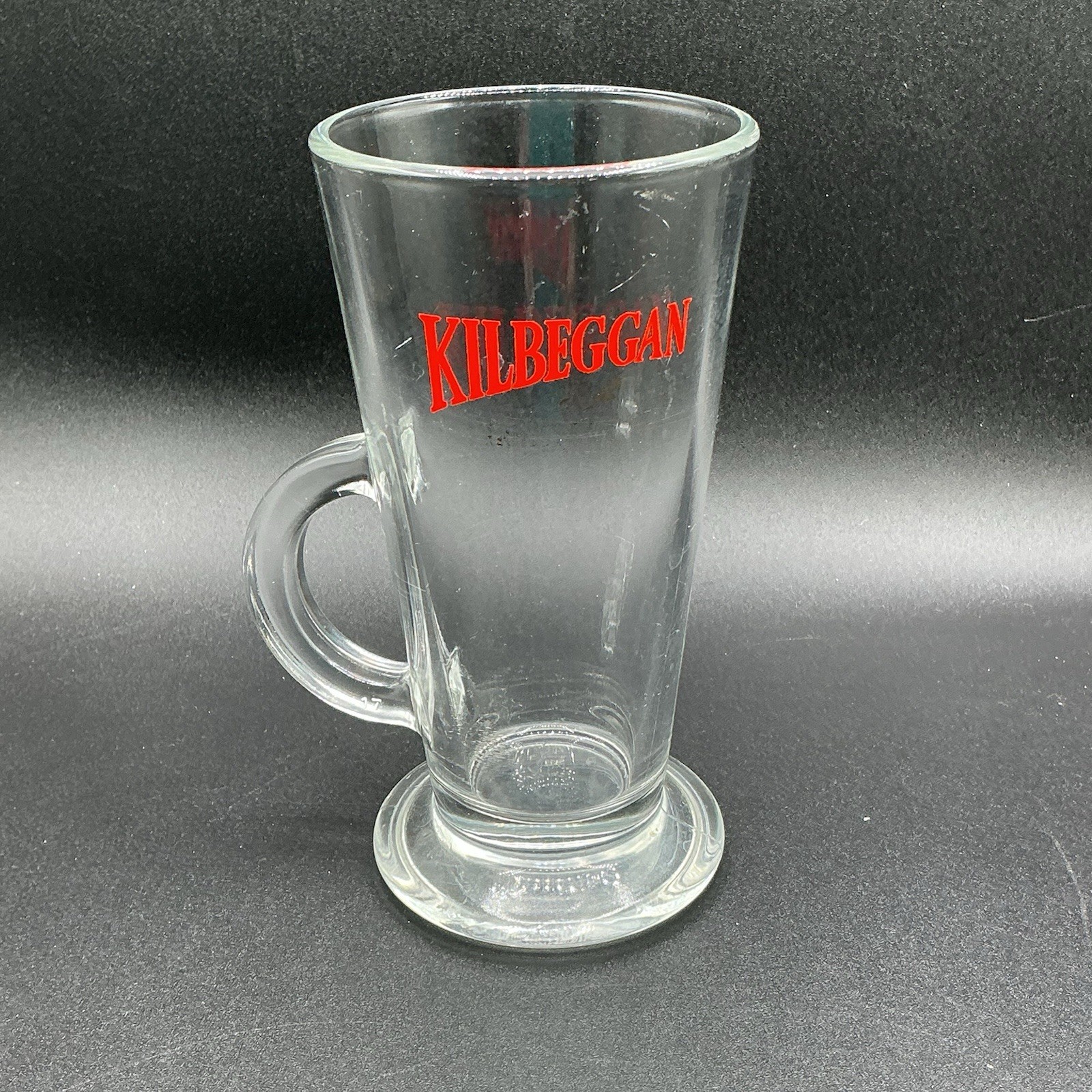 Kilbeggan Irish Whiskey Clear Glass Goblet Coffee Handled Mug