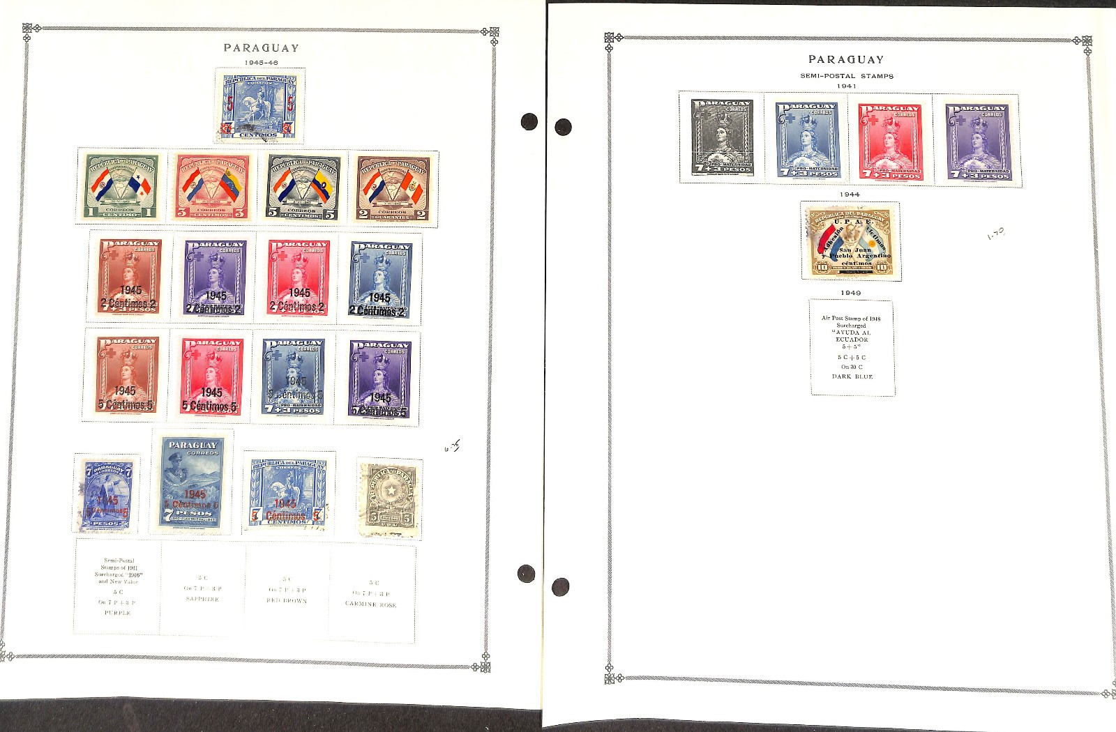 Paraguay Stamp Collection on 40 Scott International Pages, 1879..1996 (BA)