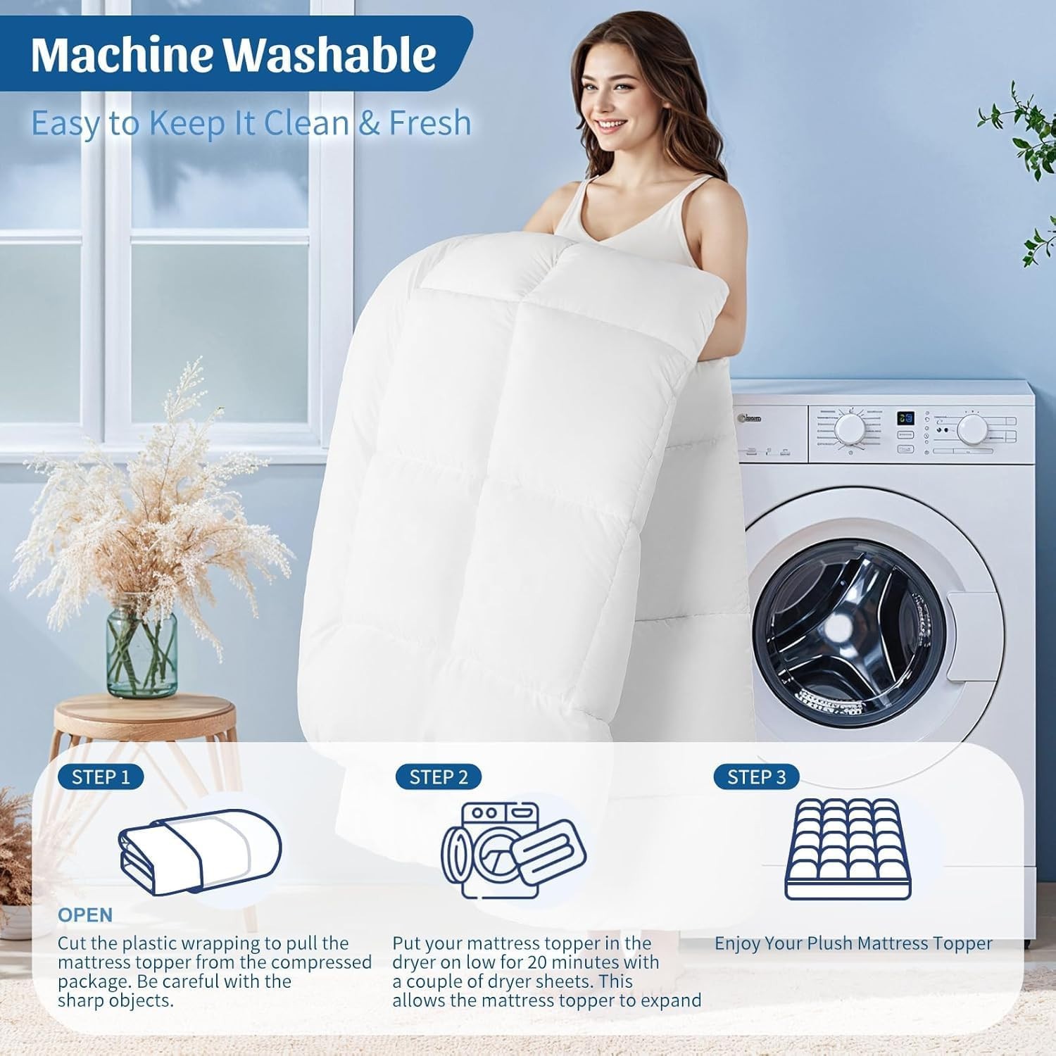 4 Inches Thick Mattress Topper Quilted Cooling Mattress Topper Pad