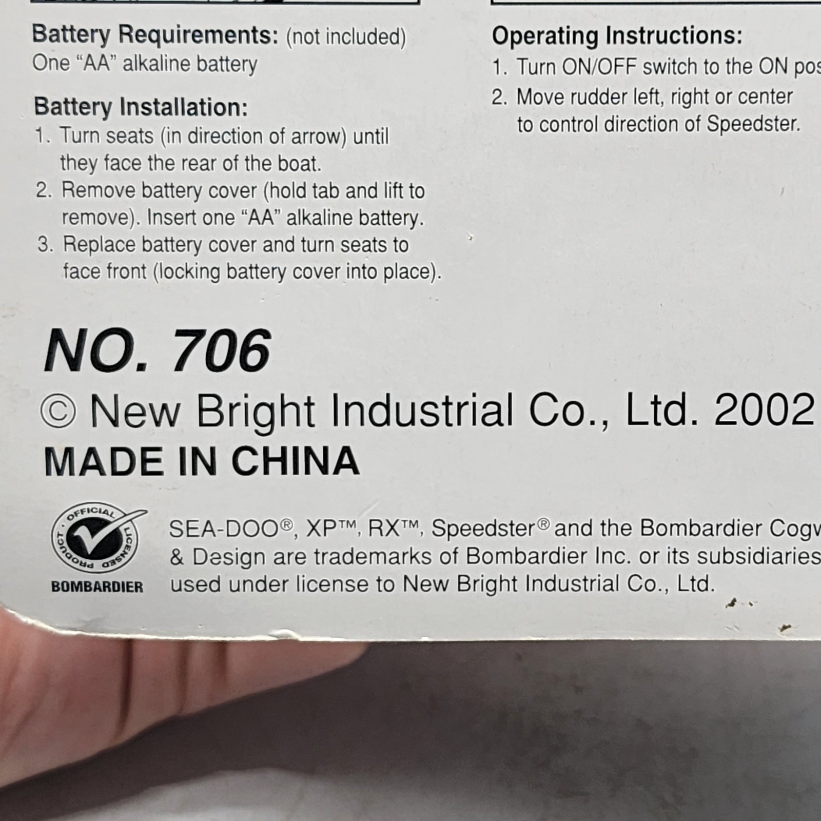 UH Vintage New Bright 2000 Sea Doo XP w/ Trailer Battery Powered *SEALED Rare