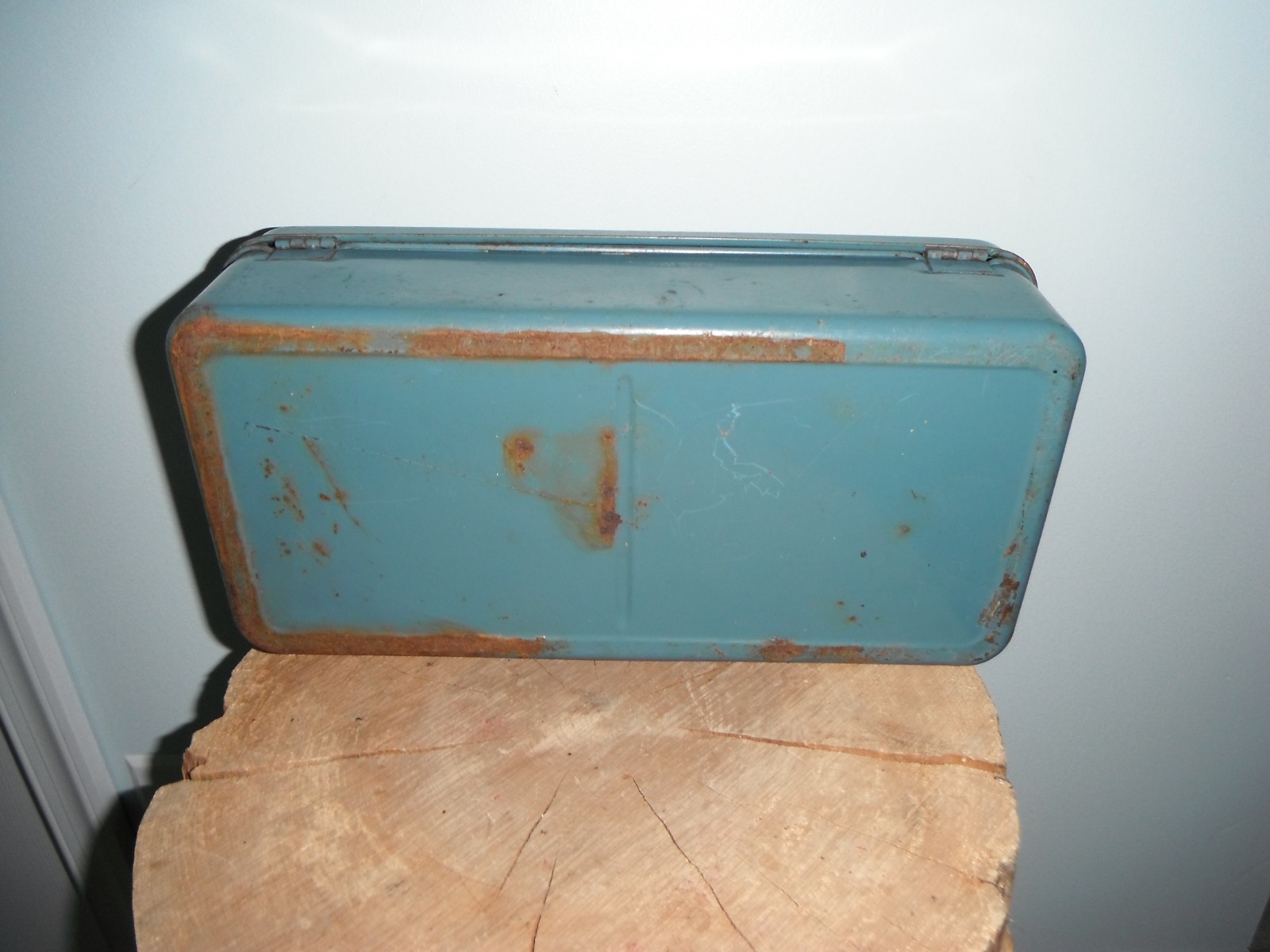 Vintage Sears & Roebuck Co. Craftsman 13.5" Steel Toolbox Single Tray- Teal blue