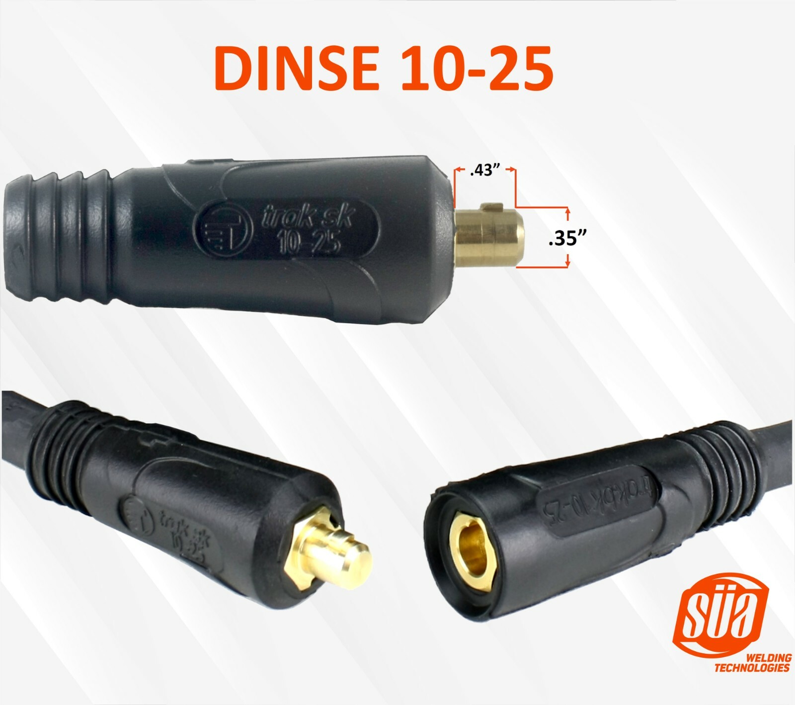 200 Amp Welding Lead Extension - Dinse 10-25 Male/Female Connectors - #2 Cable