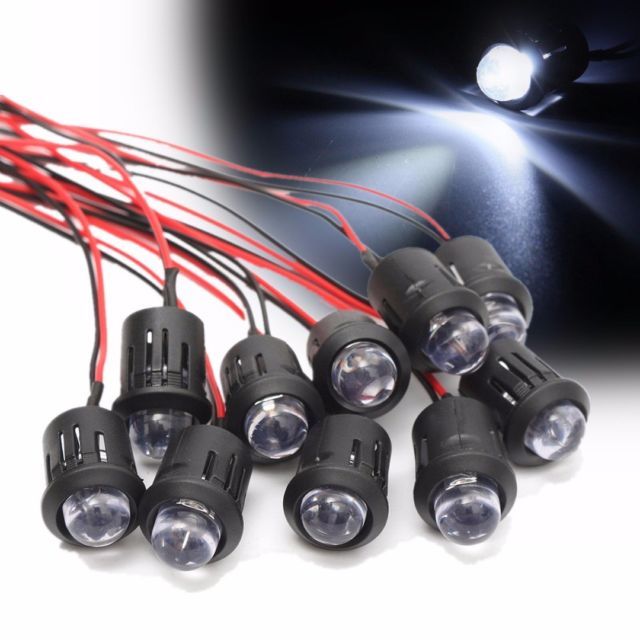 3V 5V 12V 24V 5MM LED Diode Light Clear 20cm Cable Pre-Wired With Plastic Holder