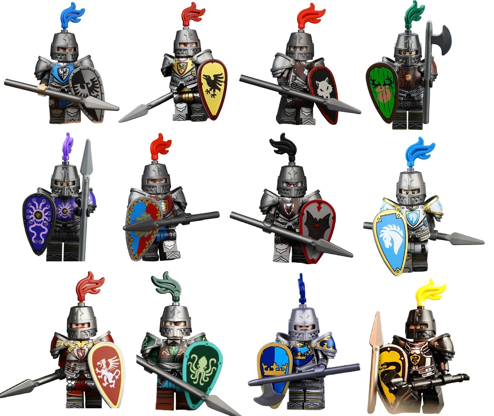 MOC LEGO Armored Knights 8+pcs Sword, Shield, Custom Minifig - BUNDLE AND SAVE!