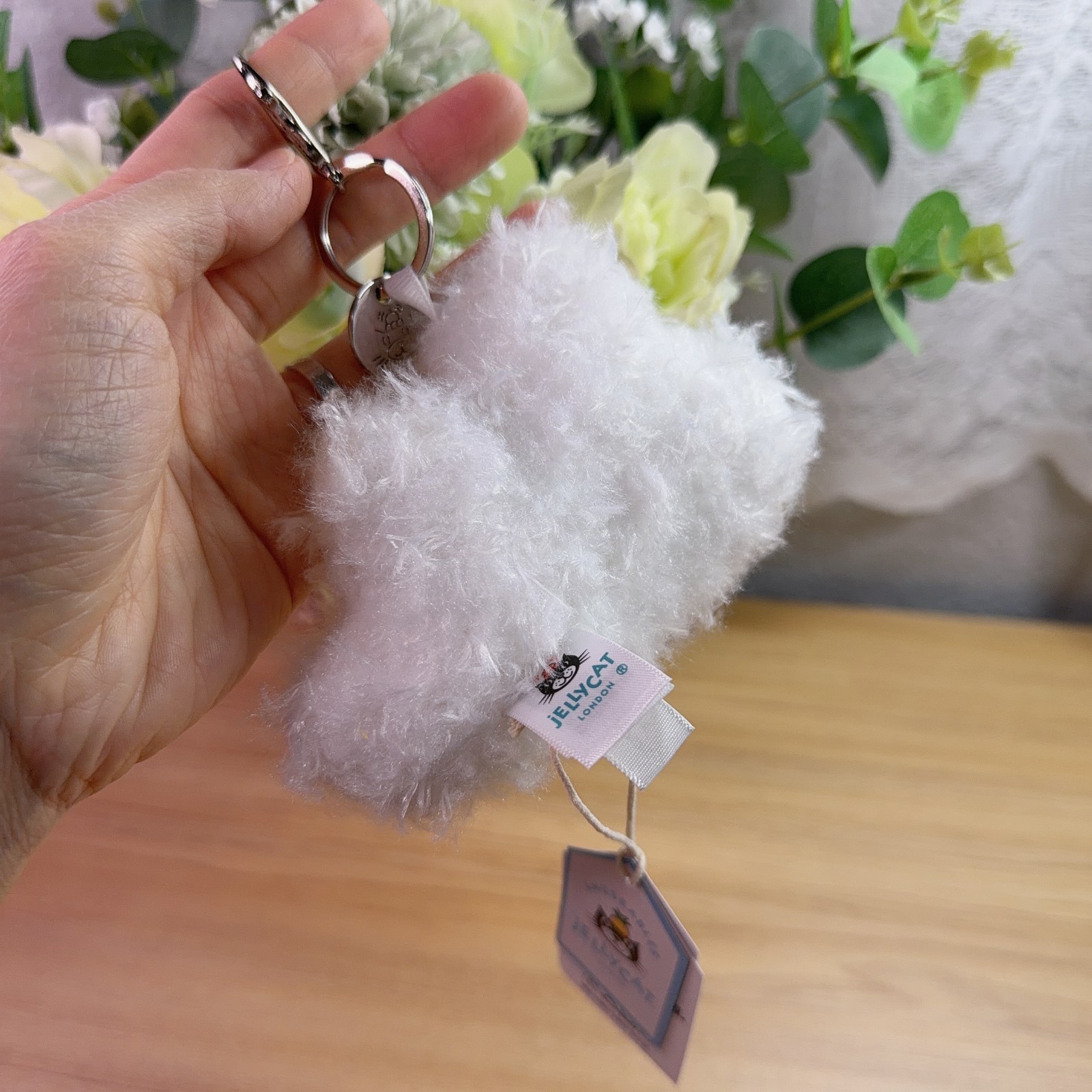 Jellycat Amuseables White Cloud Bag Charm Keychain NWT Dust Bag Cute Gift