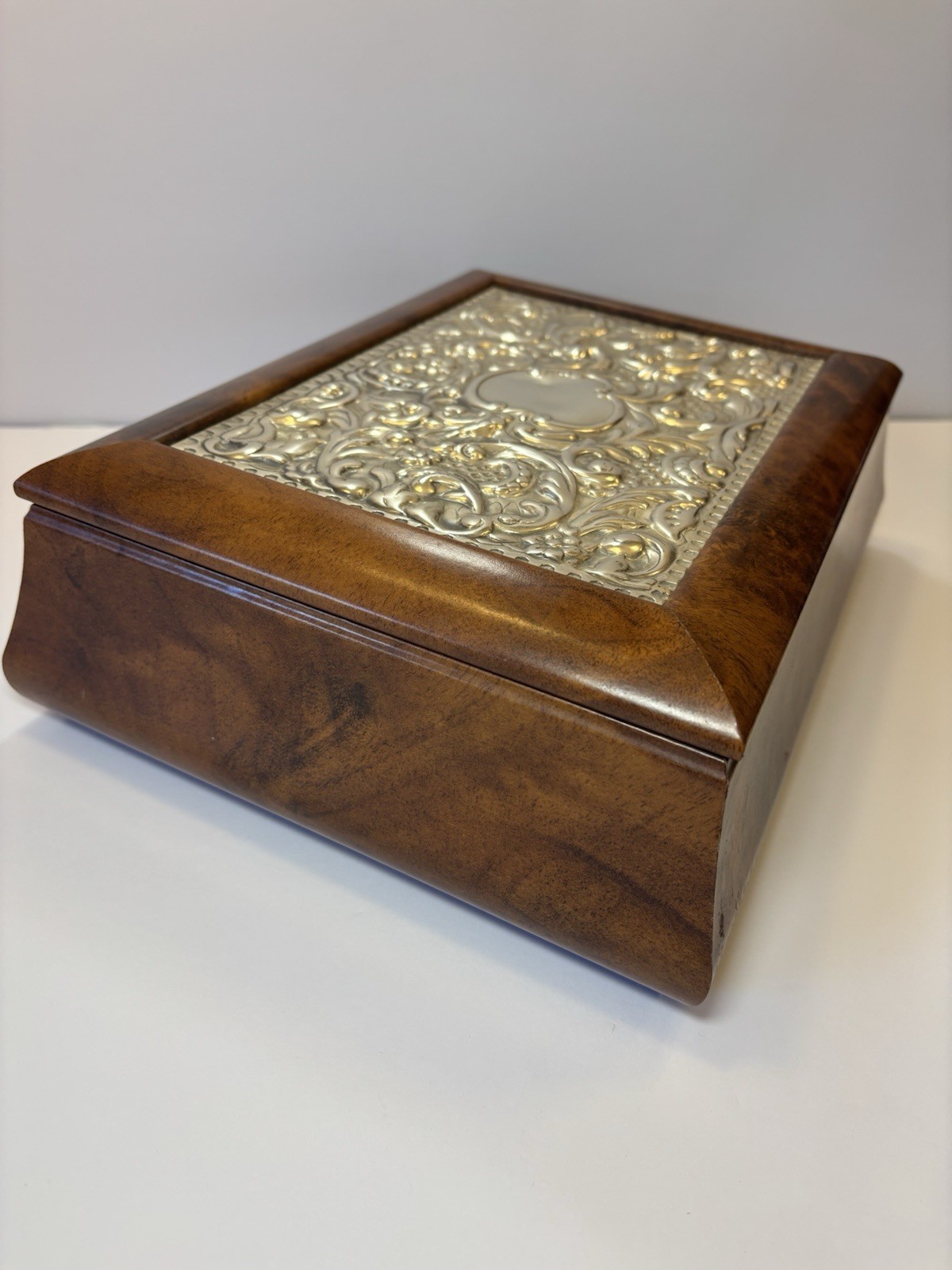 Sterling Silver & Wood Vintage Tea Storage Box Hand Made In Italy Art Collection