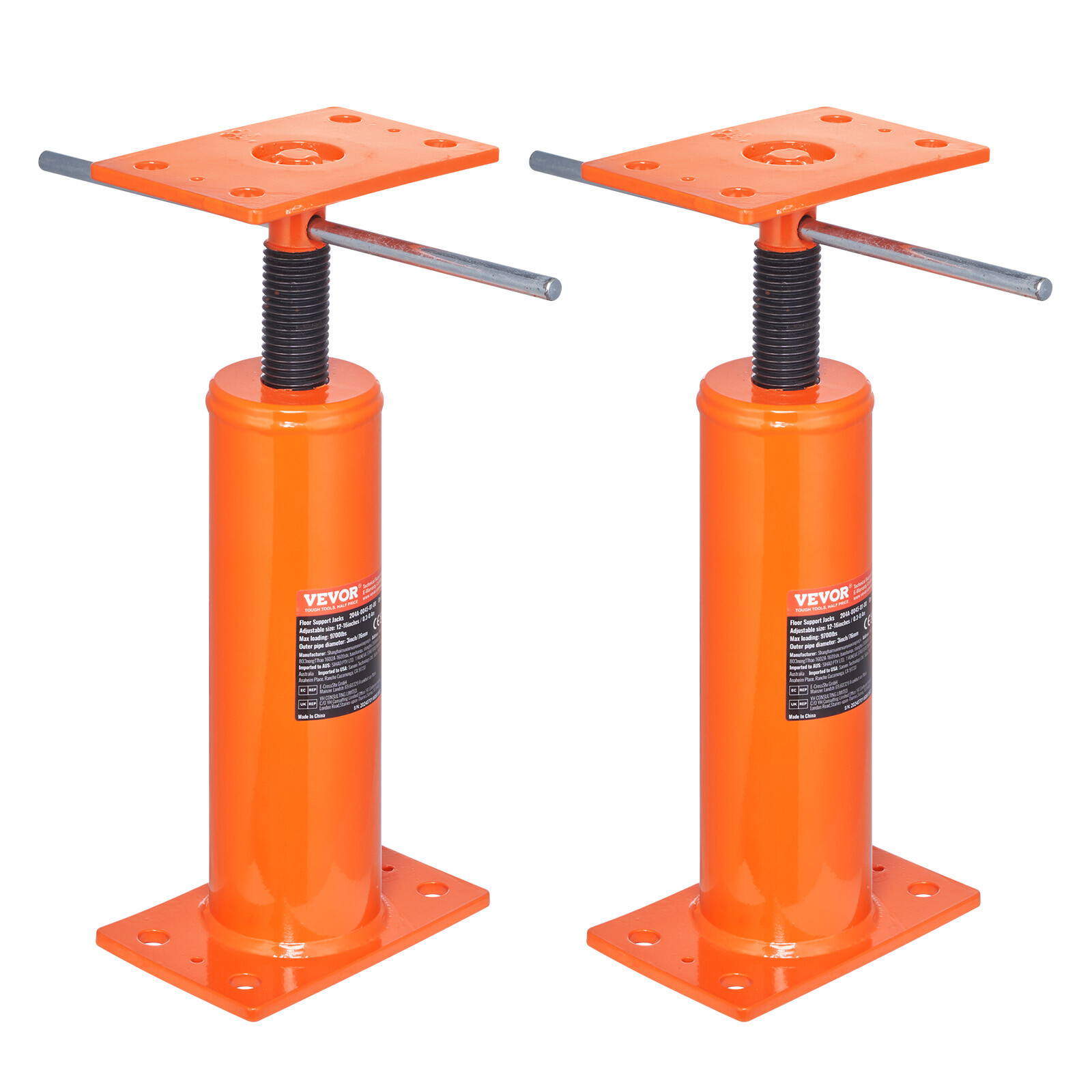 VEVOR 2PCS Adjustable Floor Jack Post House Floor Leveling Lift 12"-16" Height