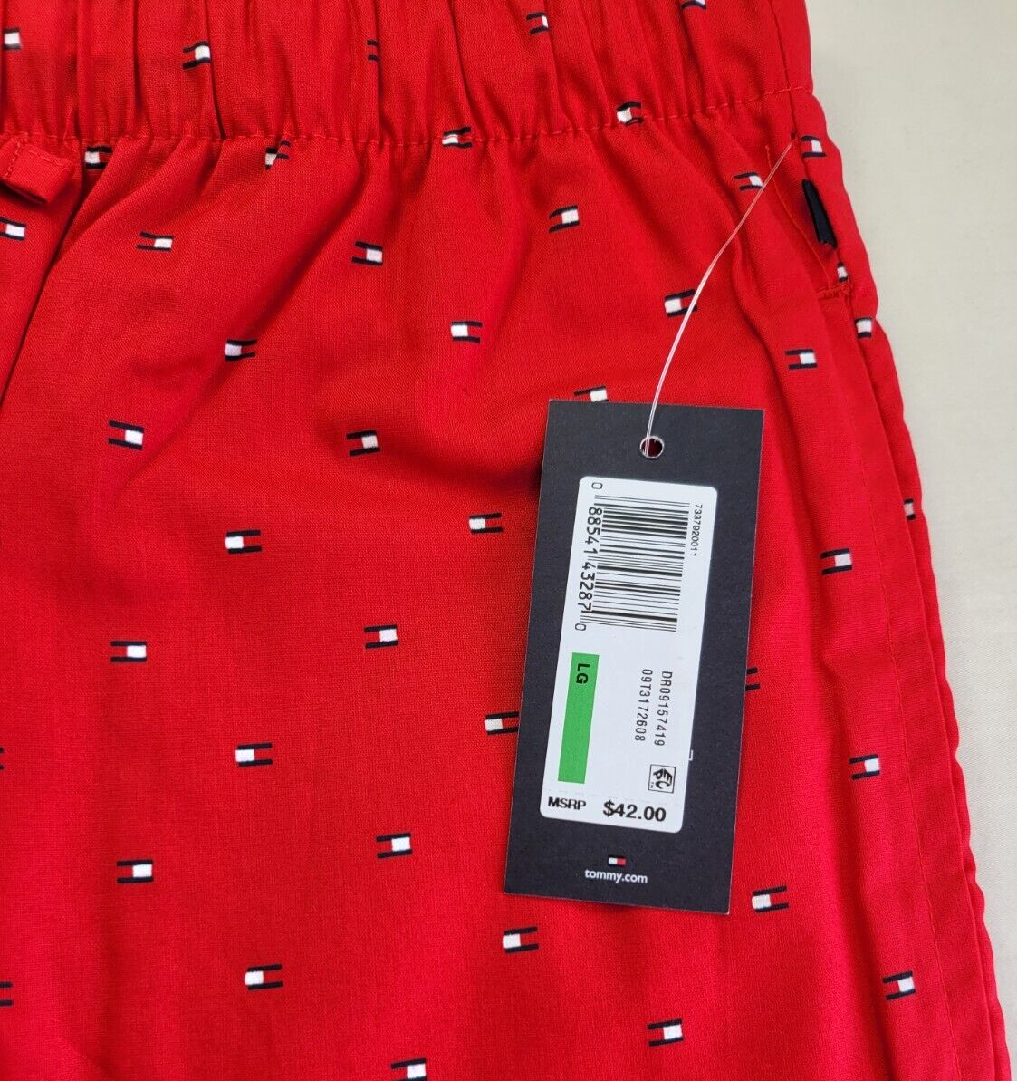 Tommy Hilfiger Men’s Pajama Lounge Sleep Pants Large Red Allover Logo MSRP$42