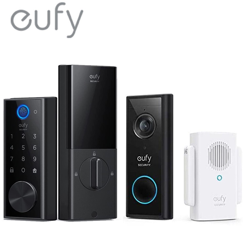 eufy Security Smart Lock Touch& Wi-Fi w/ Wireless Video Doorbell 2K Camera+Chime