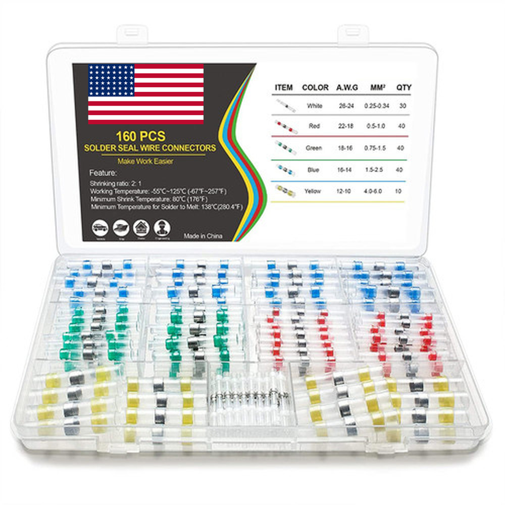 1000PCS Waterproof Solder Stick Seal Sleeve Heat Shrink Butt Wire Connectors Kit