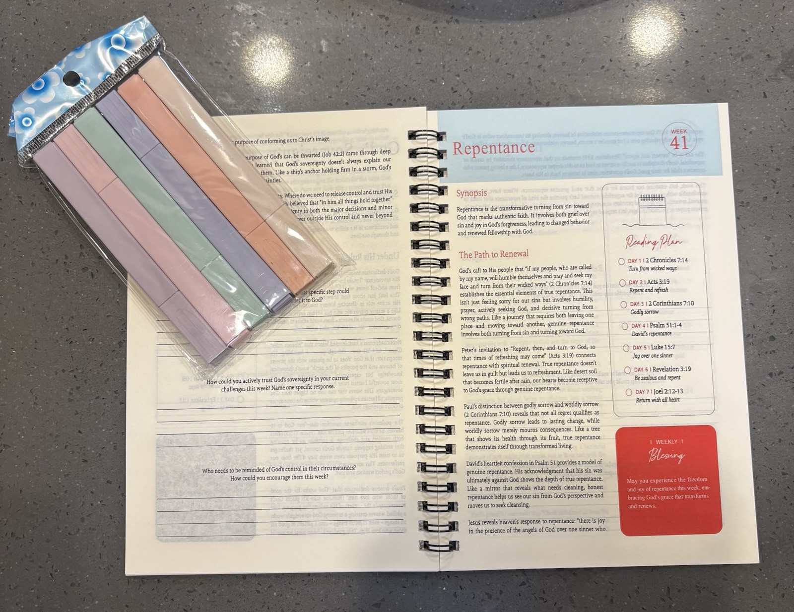 The Bible In A Year: A 52-Week Bible Study Guide W/Bible Tabs & Highlighters