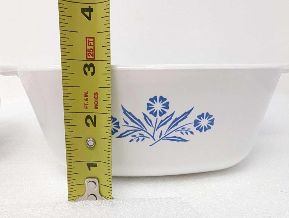 Vtg Corning Ware lot Blue Cornflower 6 1/2" Skillet, 1.5 qt casserole dish w/lid