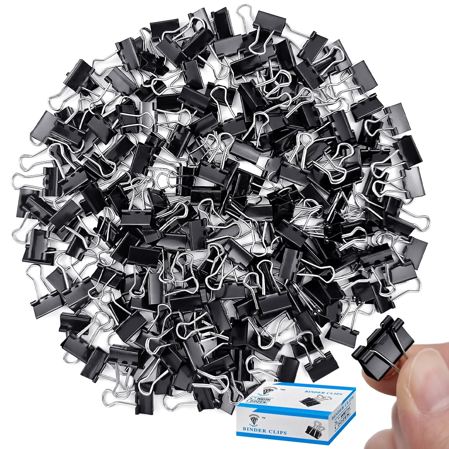 240 Pack Mini Binder Clips, Black Binder Clips, Small Paper Clips 15mm 5/8 Inch