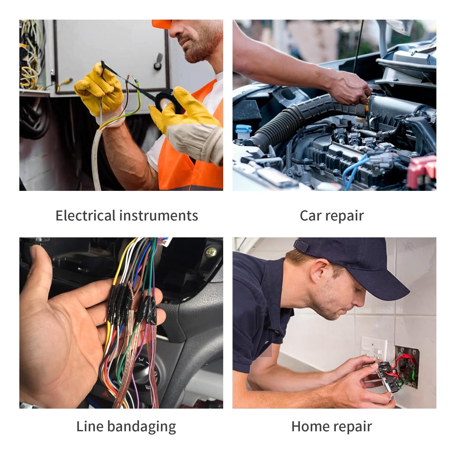 Electrical Tape Wiring Harness wire (5-Pack, Black, 3/4" W x 20ft L) auto truck