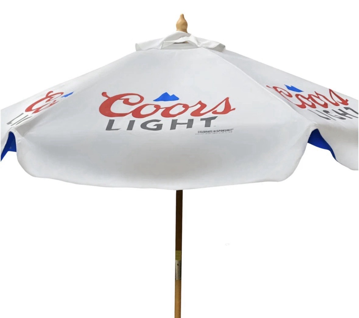 Coors Light Market Umbrella Wood Pole Fabric Canop LIMITED EDITION