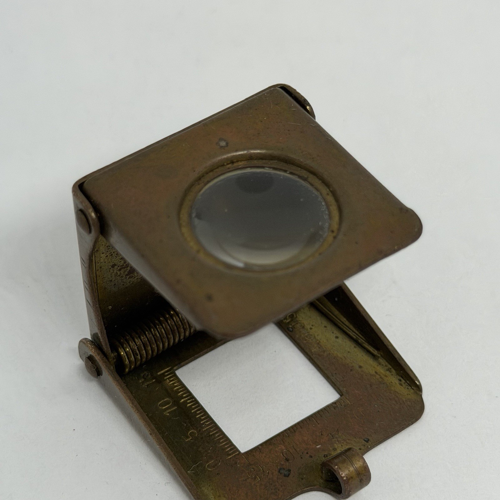 Small Vintage S&V Brand Germany Brass Folding Map Magnifying Glass Loupe - Nice