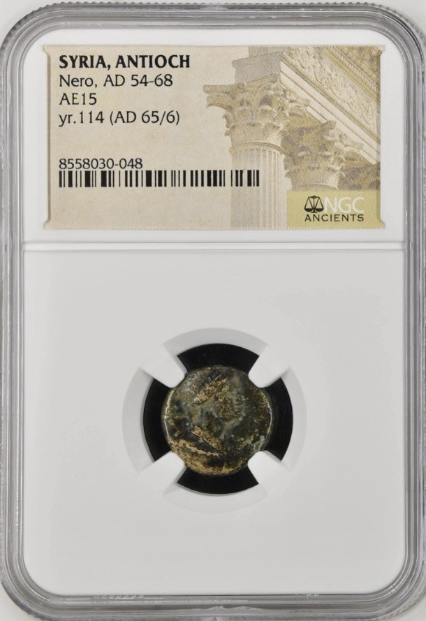 Emperor Nero 65-66AD Antioch Under Roman Rule Fire Alter NGC Ancient Coin Scarce