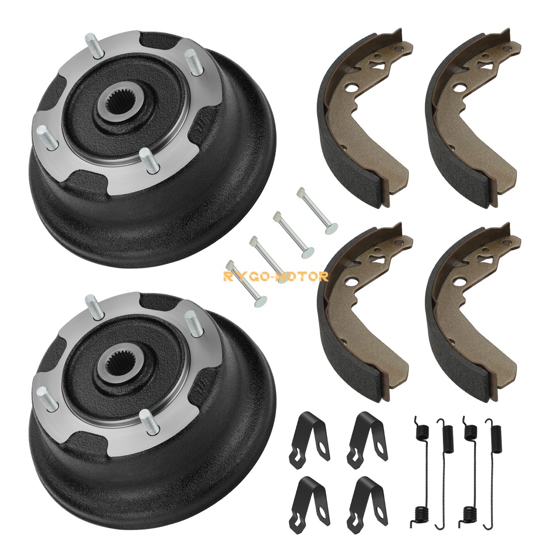 2PCS Front Brake Drum W/Bolts & Shoes Kit for Kawasaki Mule 600 610 SX KAF400 XC