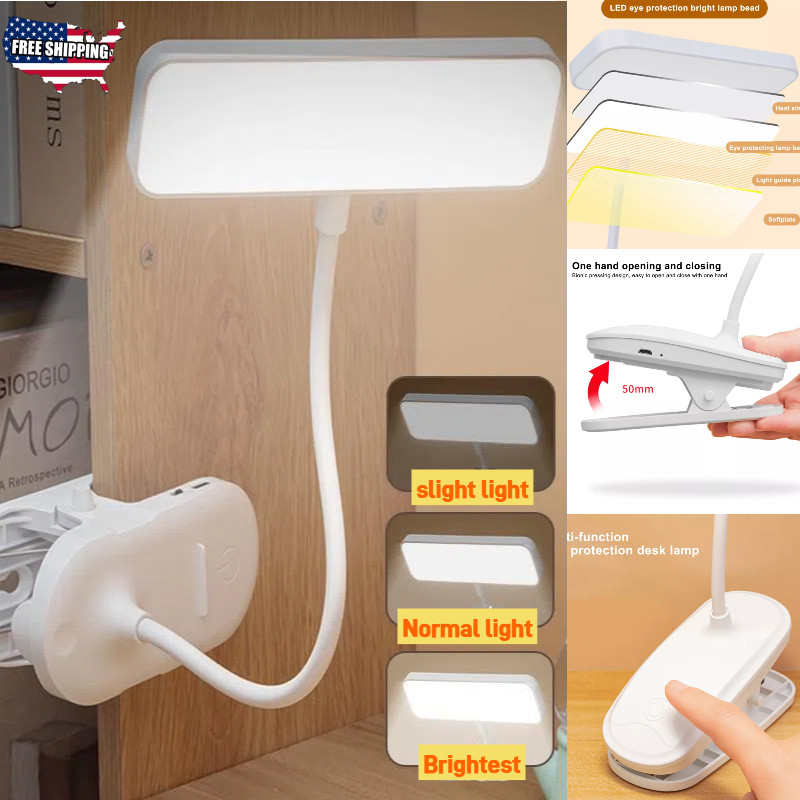 LED Desk Lamp Adjustable Neck Lamp with Clamp Eye-Caring Reading Desk Light