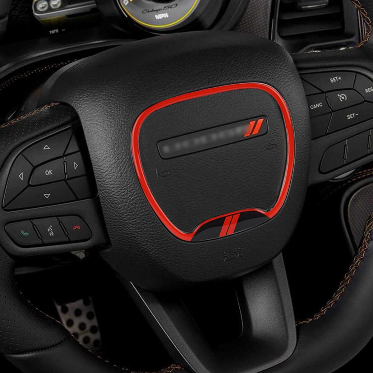 Auovo for Dodge Charger Challenger 2015-2023 Car Steering Wheel Trim Cover