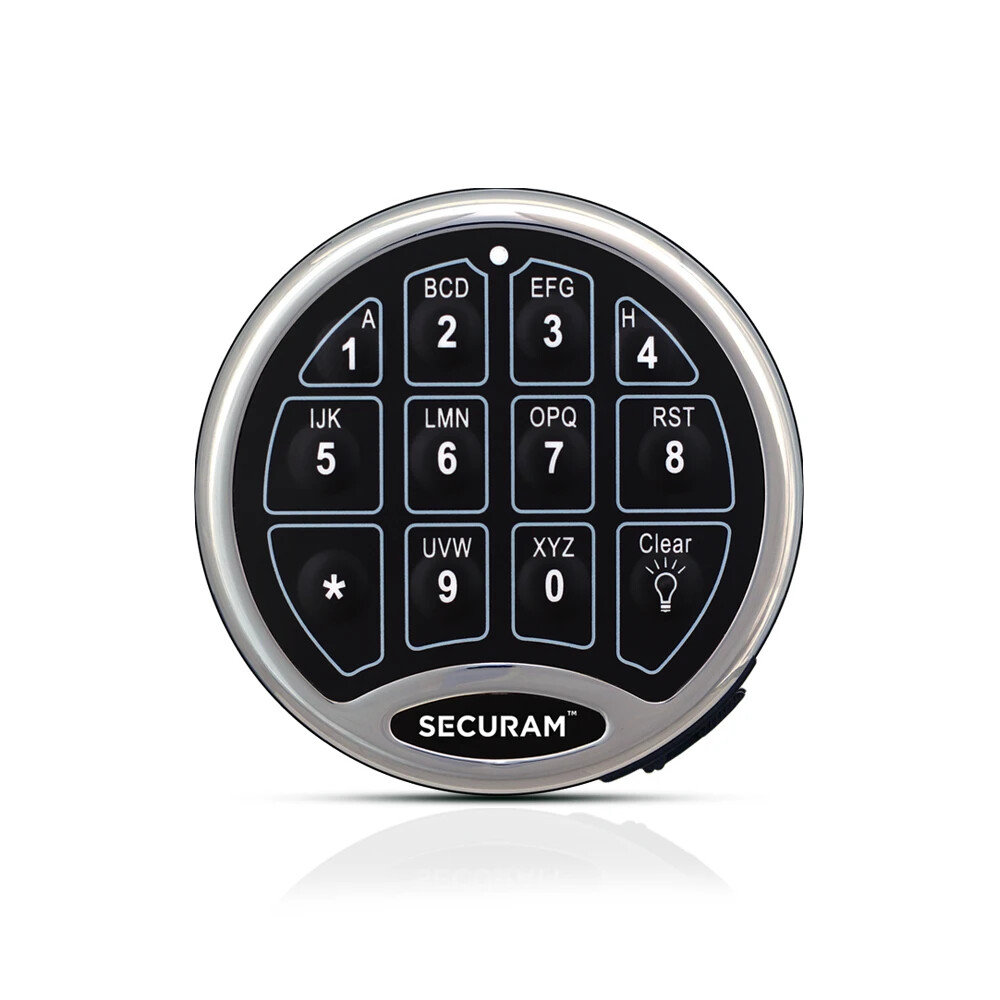 SecuRam Safelogic BackLit Electronic Lock & Keypad SET - Swingbolt -Satin Chrome
