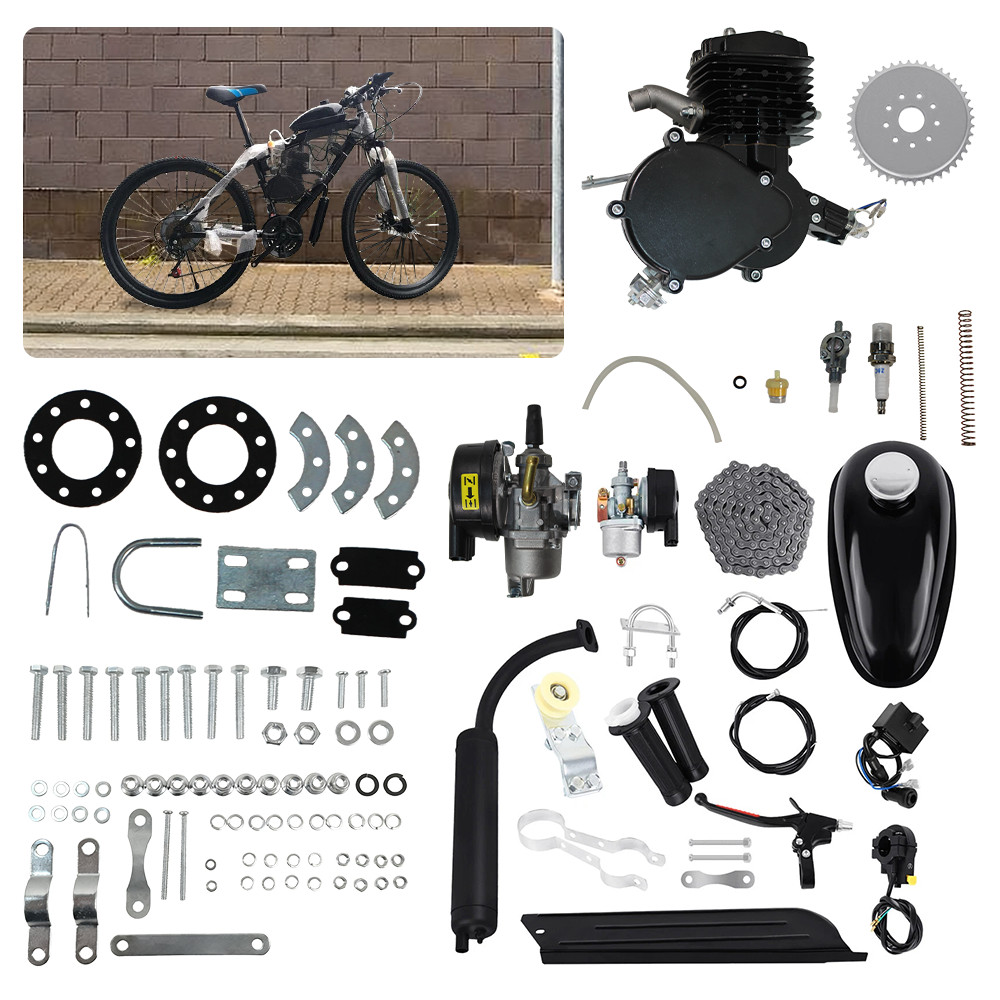 100cc 2-Stroke Engine Motor Kit for Motorized Bicycle Bike Gas Powered silver
