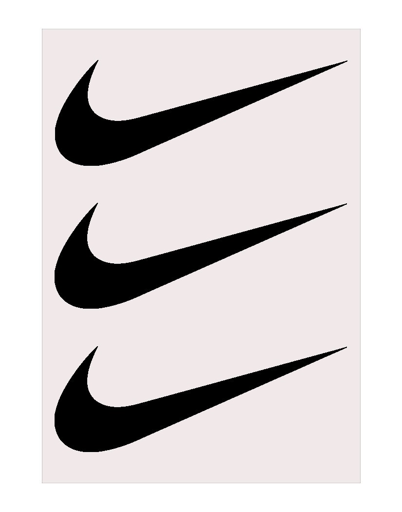 3 Nike 2" long swoosh logo Heat Transfer Vinyl HTV Iron On