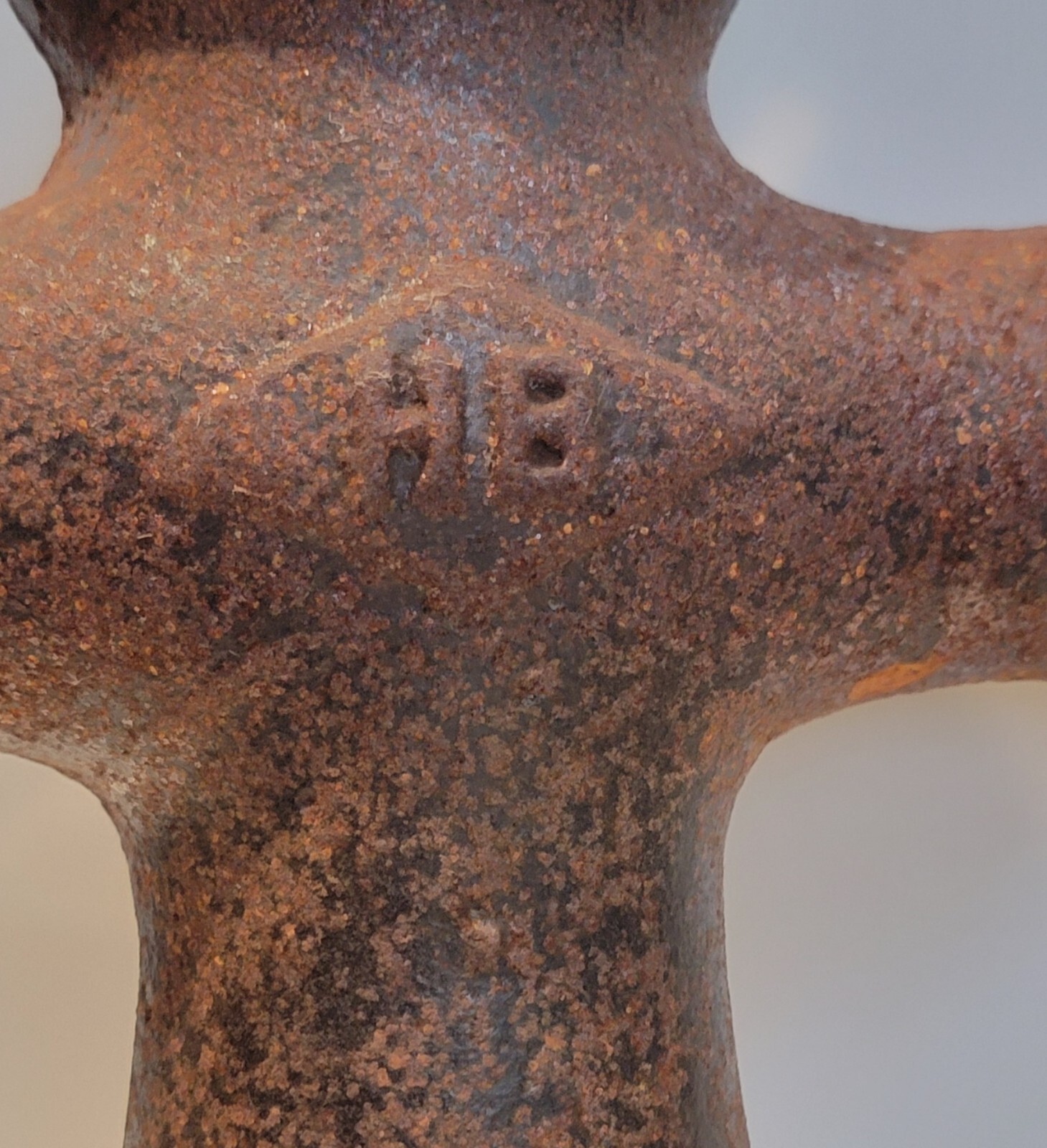 Curious Antique 9" Cast Iron Cross Bollard Mooring/Hay Budden/Nautical? MARKED