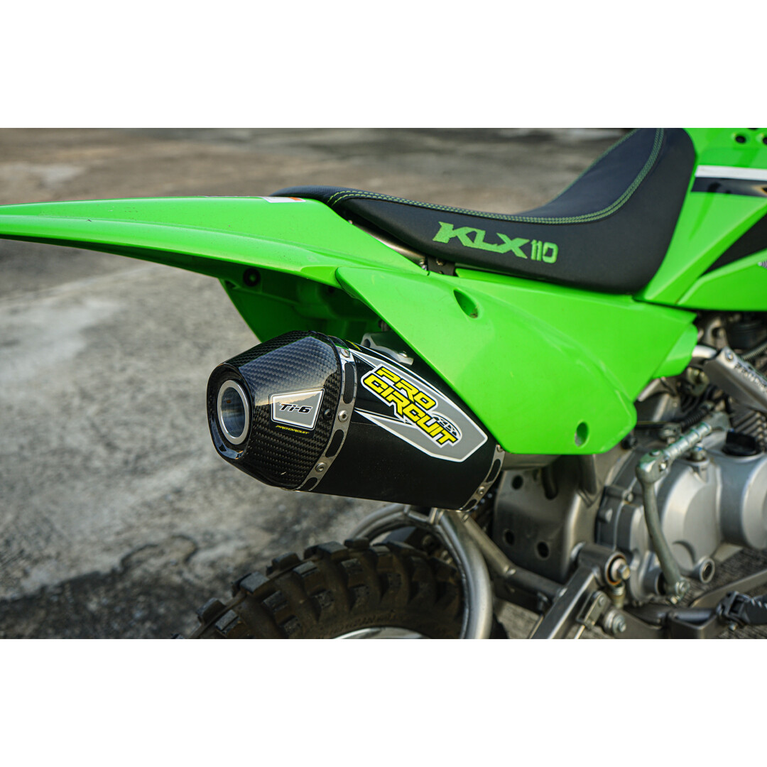 PIPE EXHAUST MUFFLER RACING CARBON FULL SYSTEM BLACK KAWASAKI KLX110 KLX110L