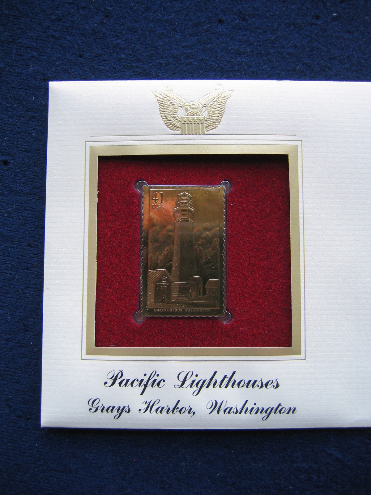 2007 Lighthouses Grays Harbor Washington replica Gold Golden Cover Stamp