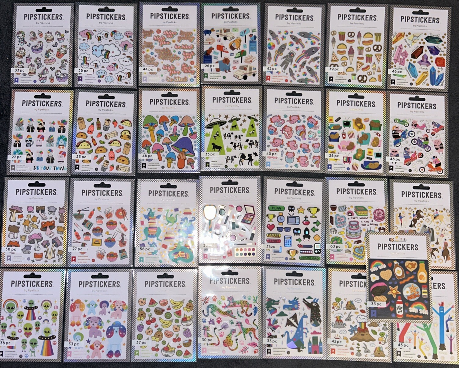 Variety of 29 Pipstickers by Pipstick Sticker Packs