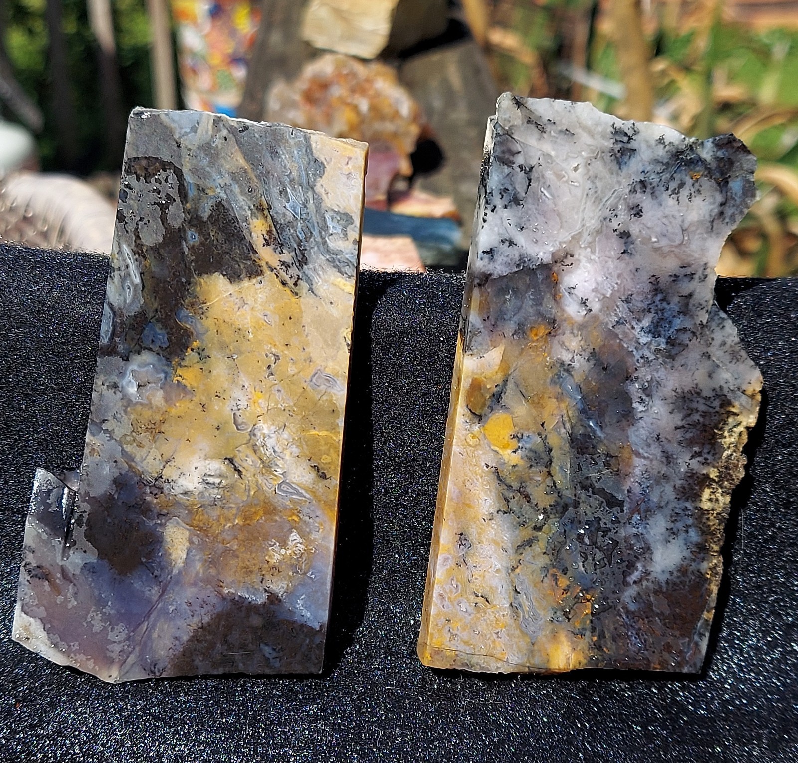 Beautiful Amethyst Sage Chalcedony Pair of Slabs