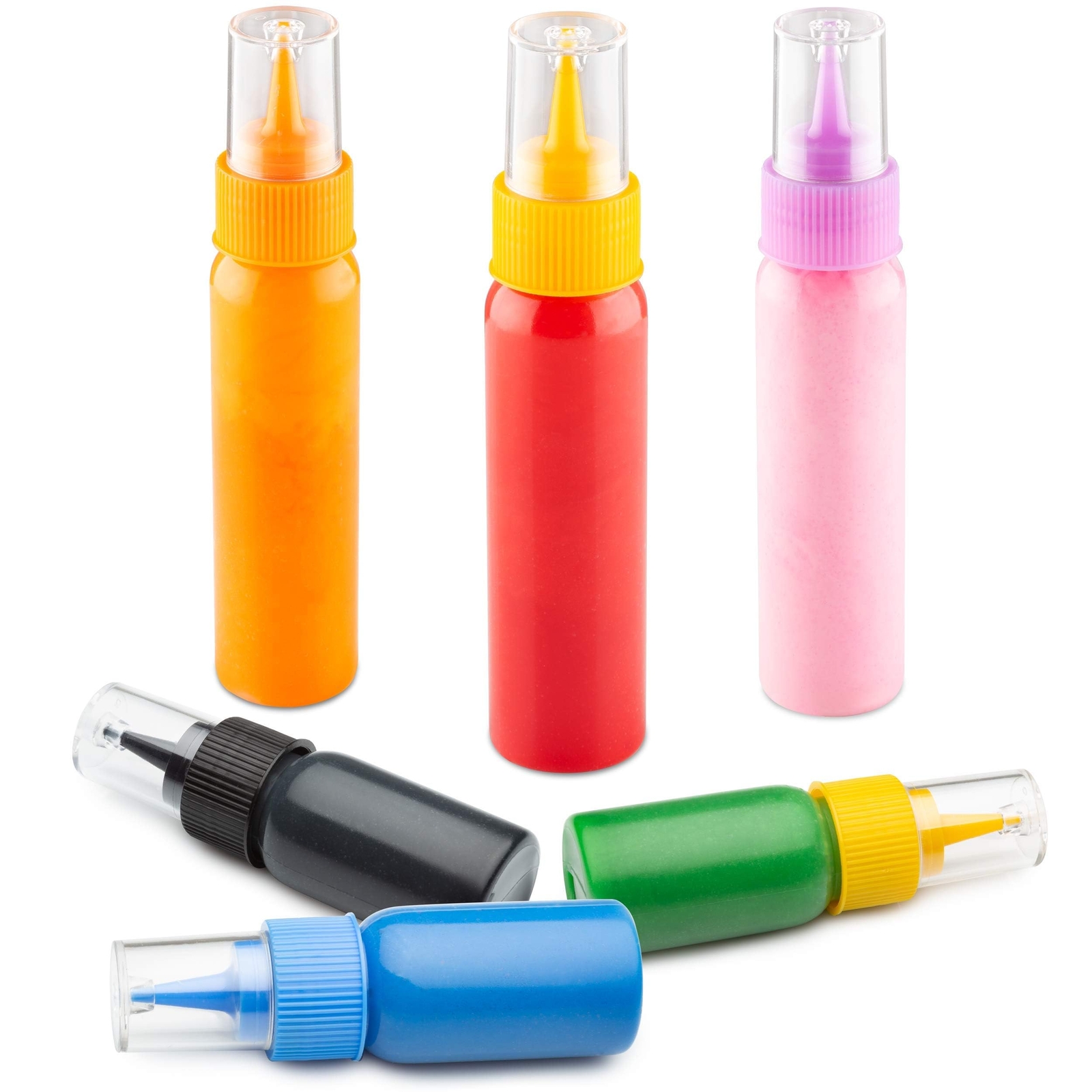 Free Hand Writer Bottles - 6 Easy Small Squeeze Bottles - 3 Each 1 and 2 Ounc...
