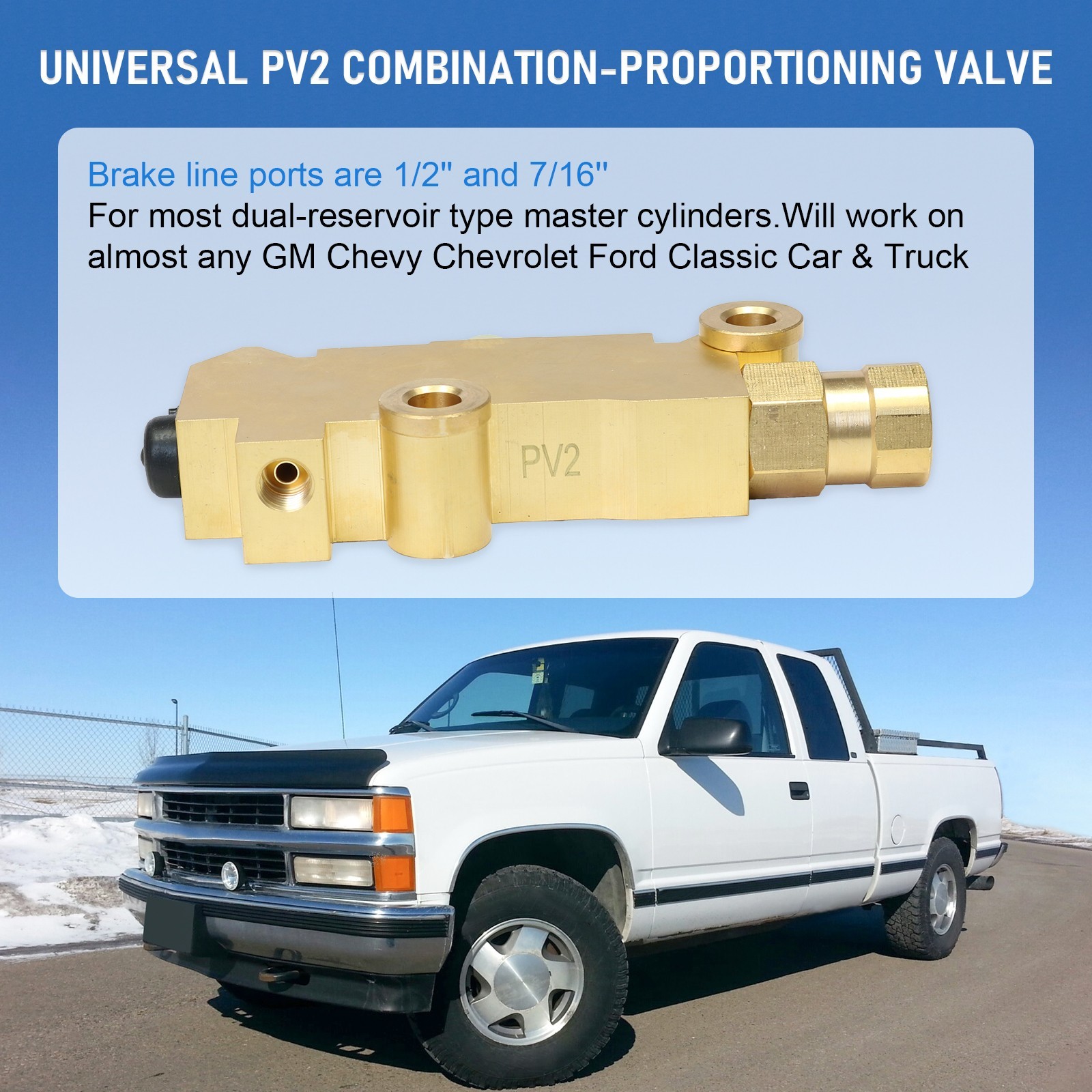 PV2 Brass Proportioning Valve Disc/Drum Disc Front Drum Rear Brake For GM CHEVY