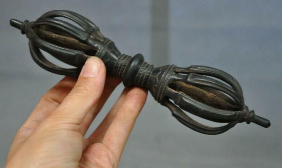 Old Tibet Tantra Buddhism Temple Bronze Exorcism Pray Dorje Vajra Phurpa Dagger