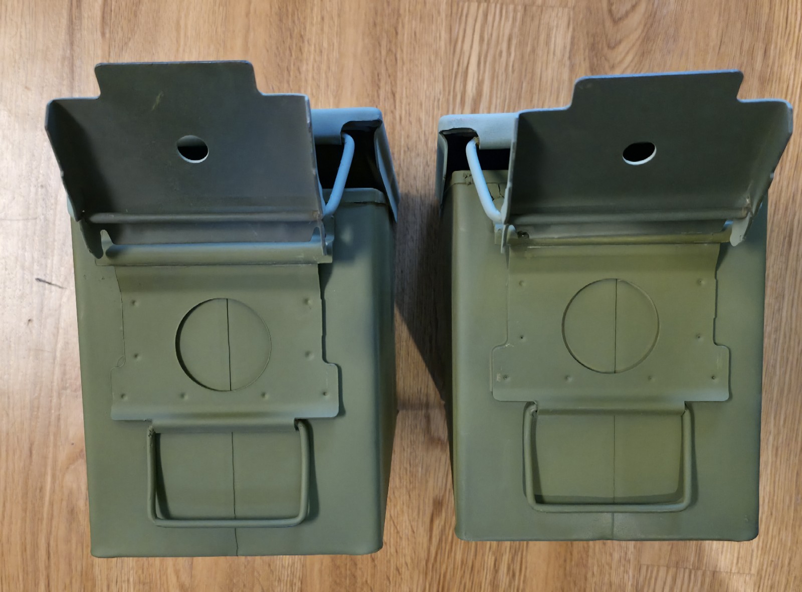 Two Original .50 CALIBER 5.56mm Military AMMO CAN 50CAL METAL AMMO CAN BOX M2A1