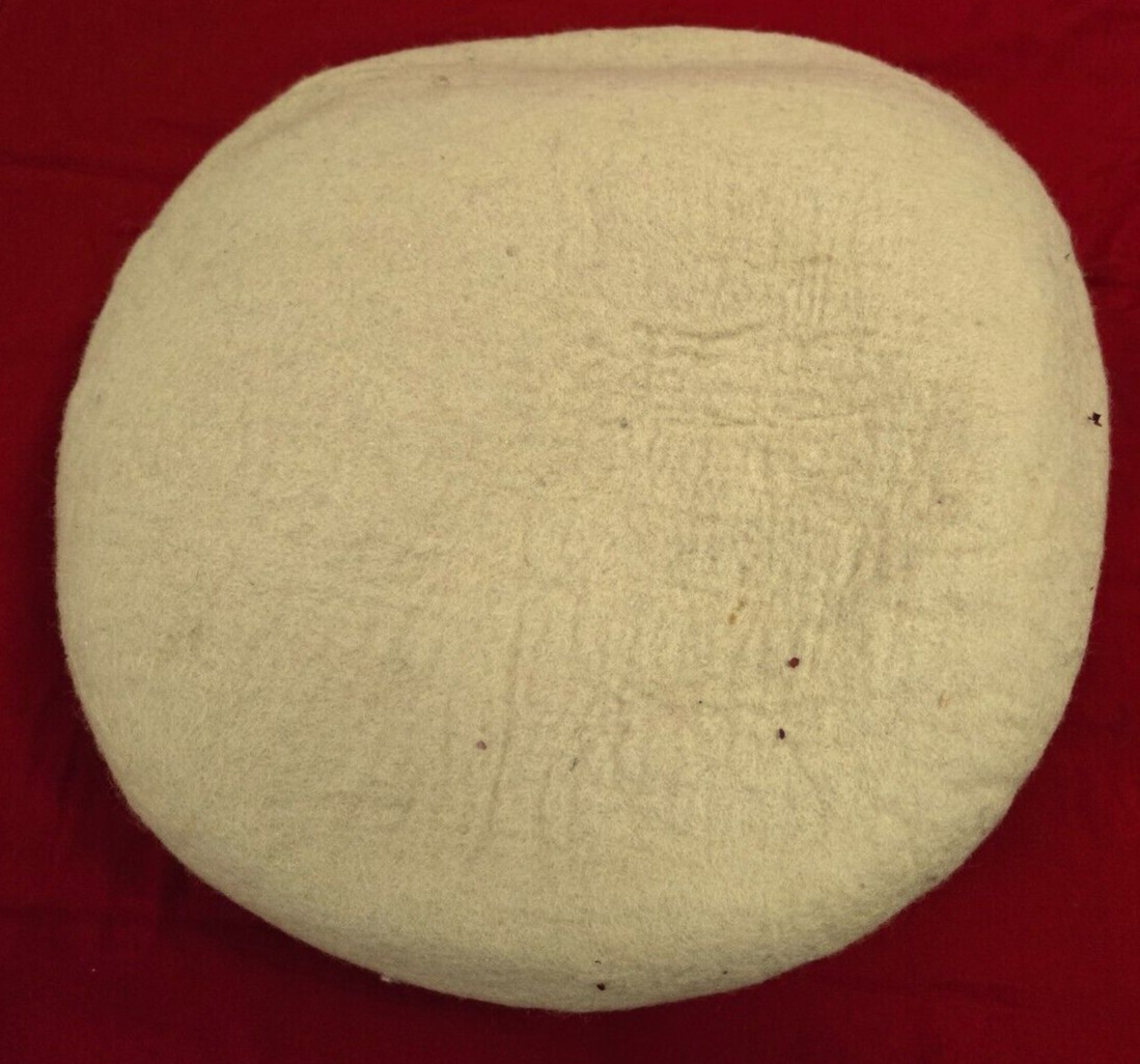 Hand Made in Nepal Felted Wool Cat Cave Light Beige w/ Multicolor Polka Dots