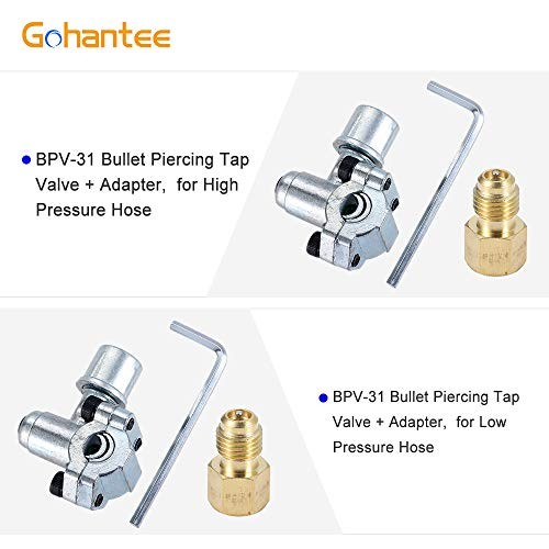 R134A Refrigerant Charging Hose Kit - with BPV31 Bullet Piercing Tap Valve,