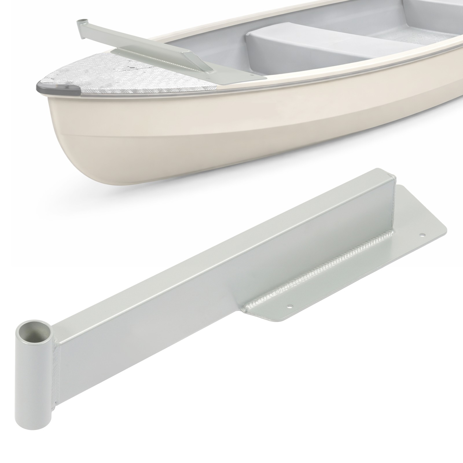 Right Boat Trolling Motor Mount For Gheenoe W/ Handle Nose Cap Silvery Aluminium