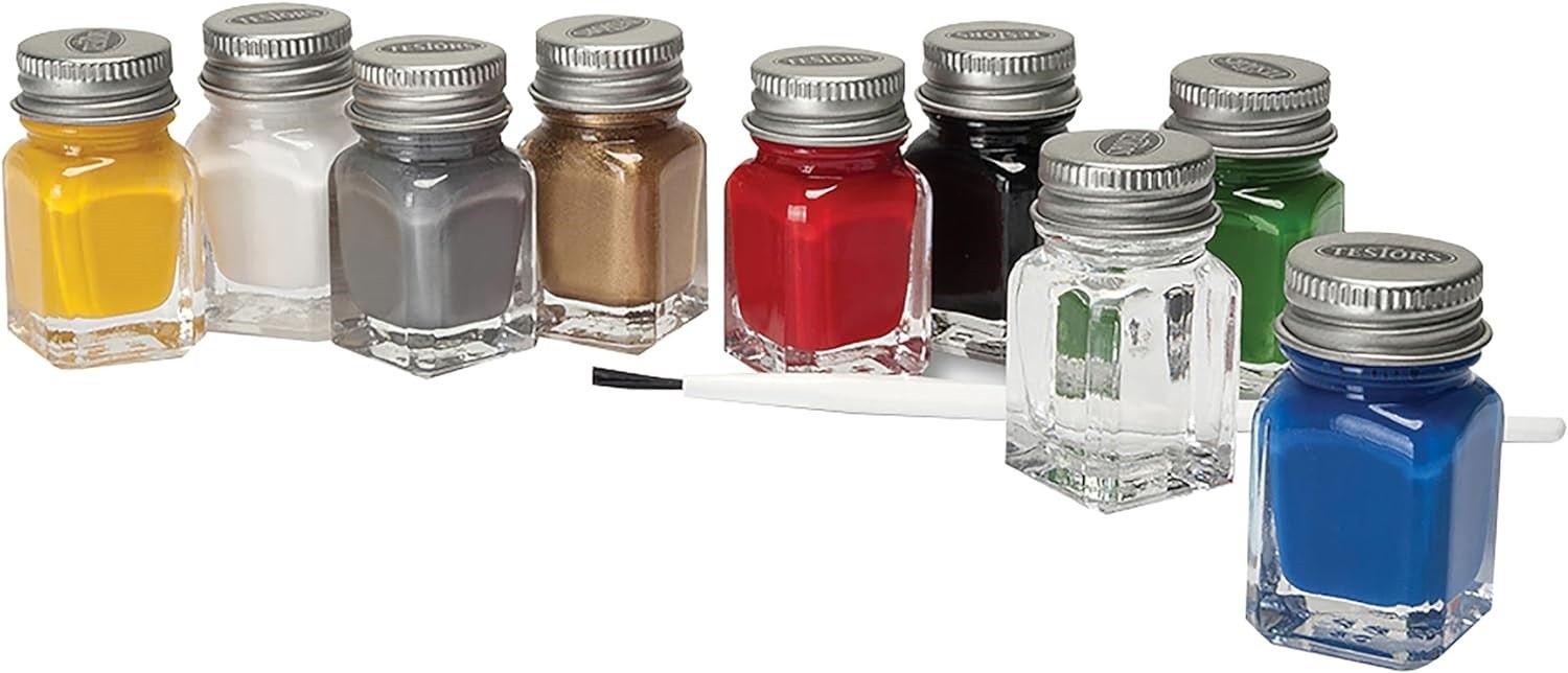 Testors Enamel Paint Set Kit All-Purpose 8 paints ,1 Thinner and 1 Brush