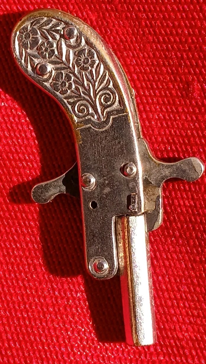 TINY MICRO ENGRAVED PIN FIRED MINI ( AUSTRIAN??) CAP GUN. FREE SHIPPING