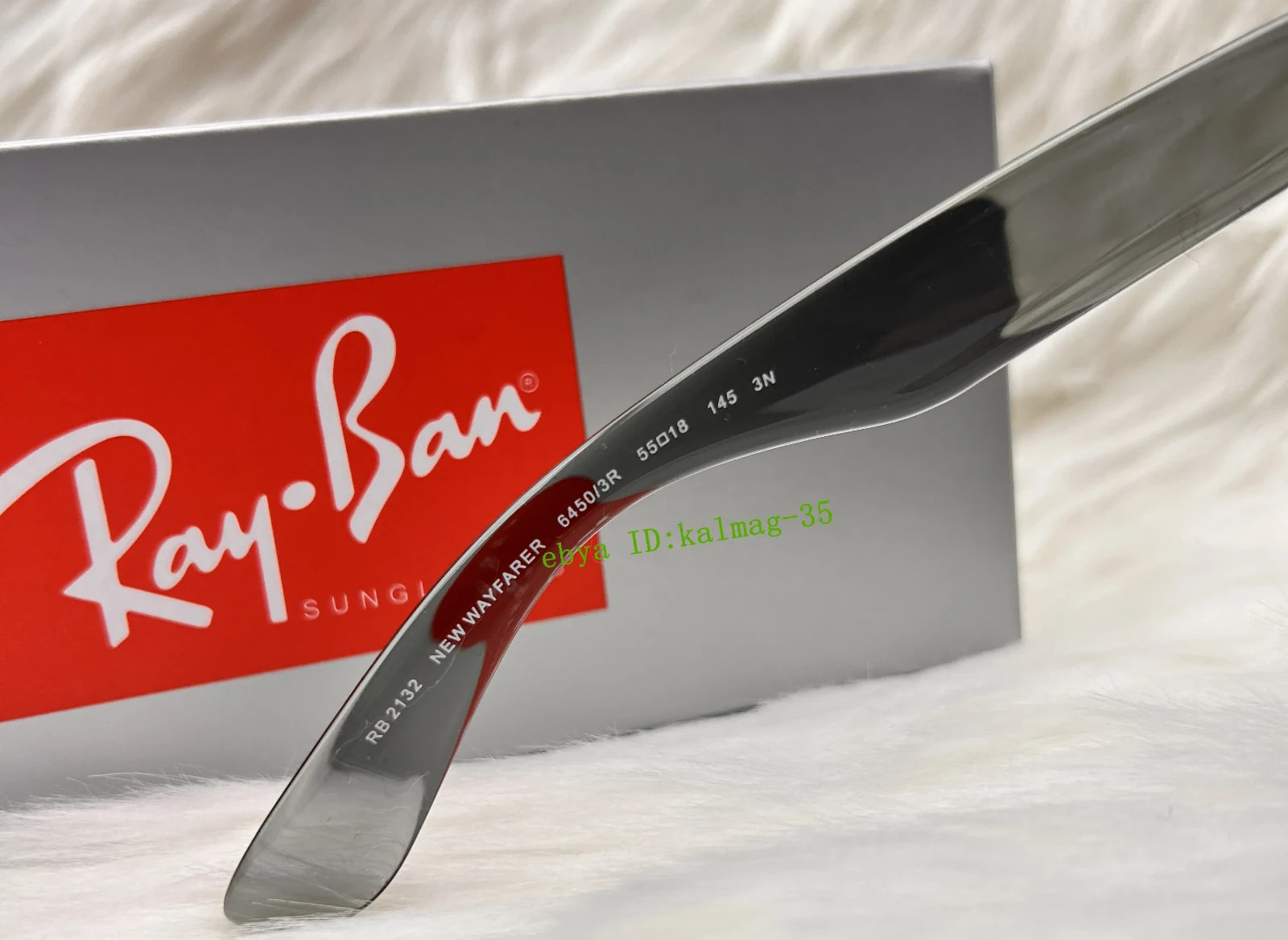 Ray-Ban RB2132 New Wayfarer Sunglasses 55mm Grey Frame Blue Lens UV400