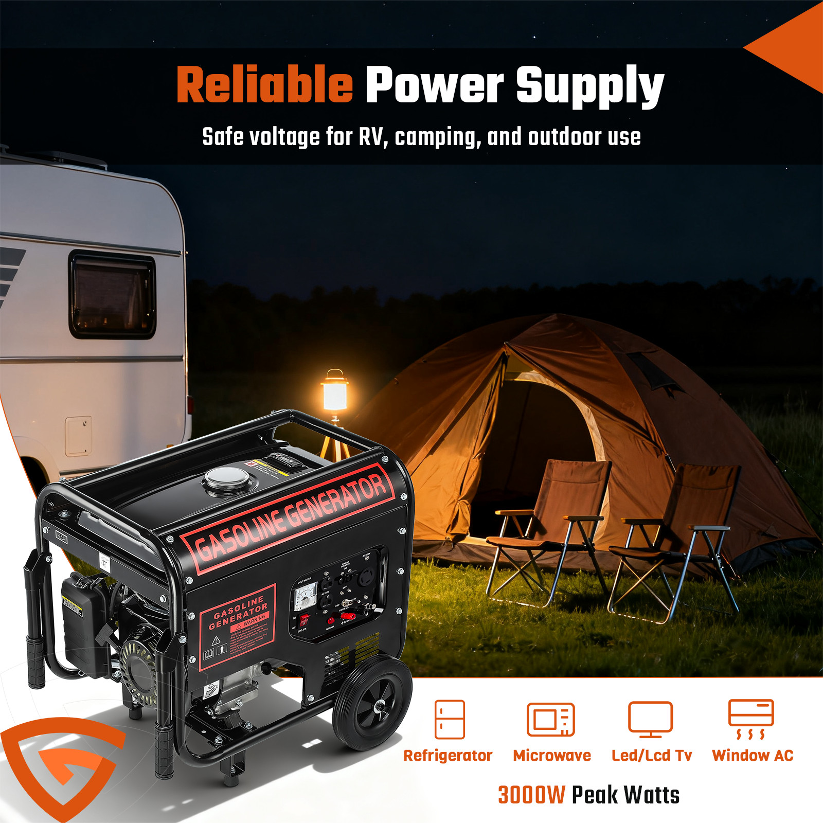 3000W Portable Inverter Generator Gas Powered Quiet For Home Backup Construction