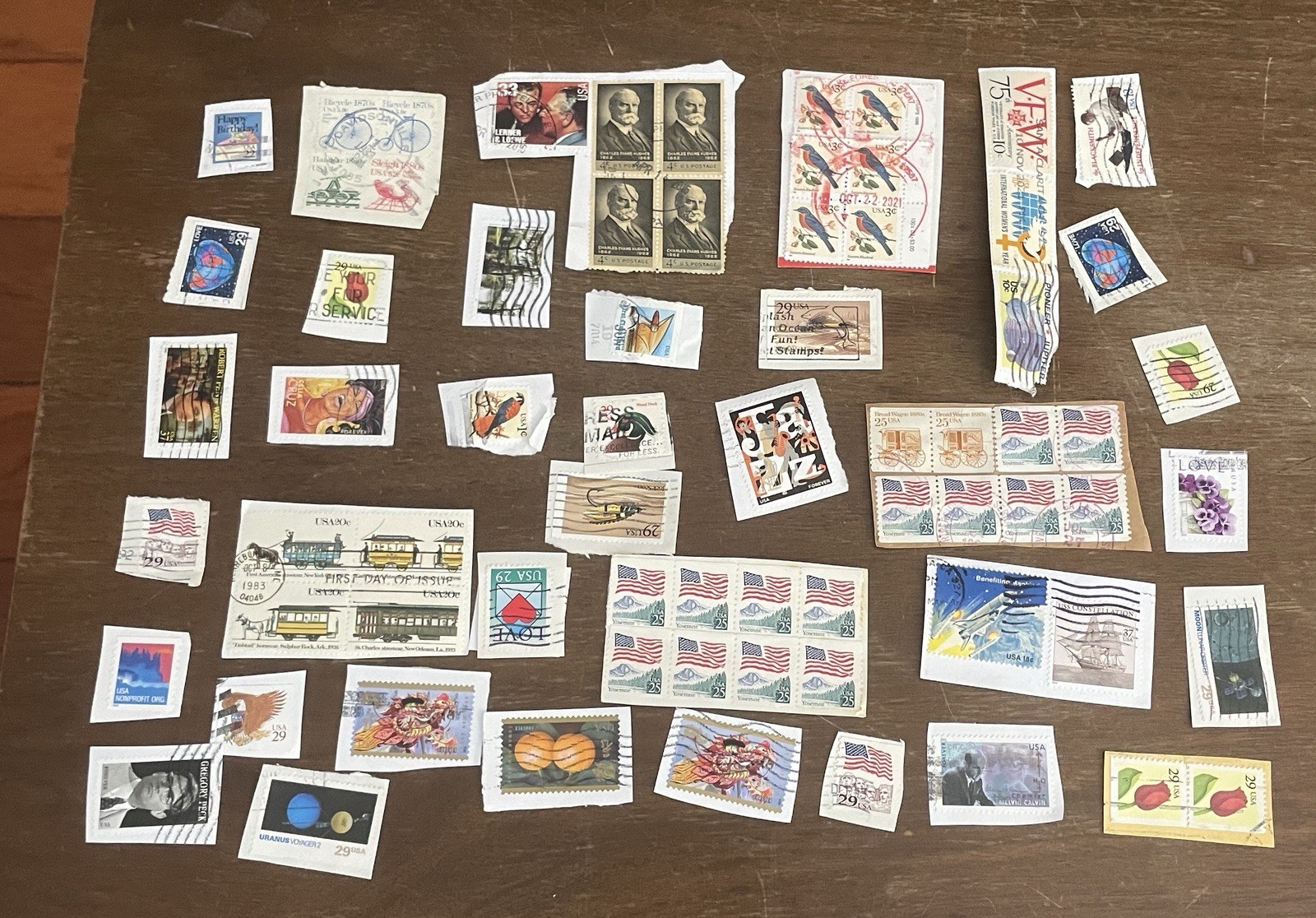 US Stamps Large Lot of More Modern Stamps On Piece