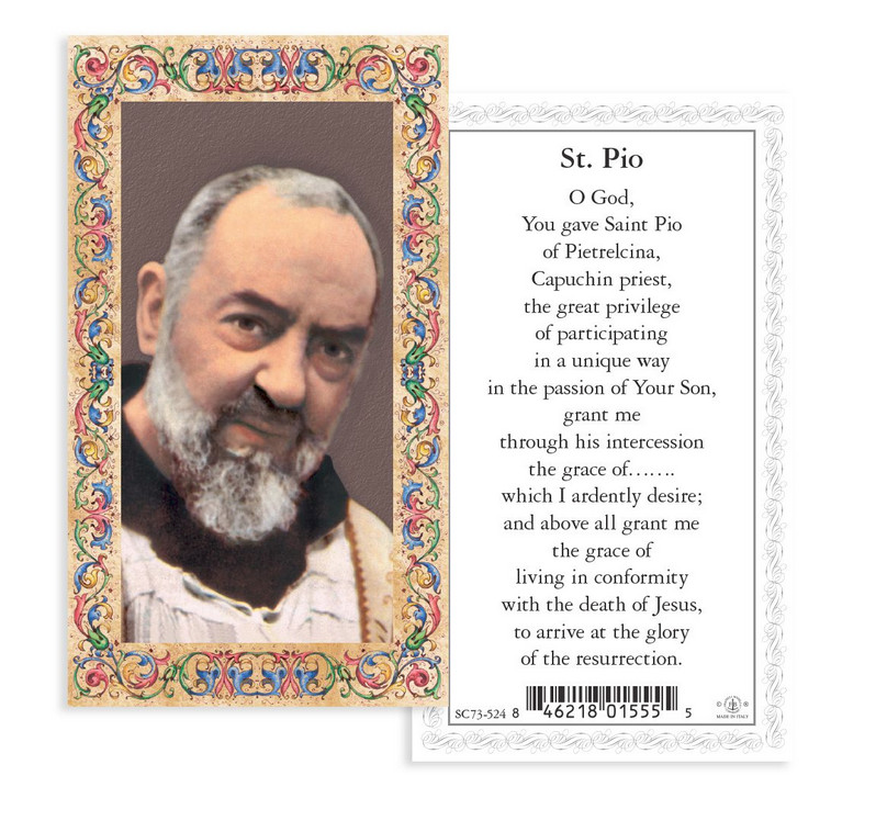 St. Pio / Padre Pio Statue, Hand Painted Gold Leaf Accents 4", Boxed