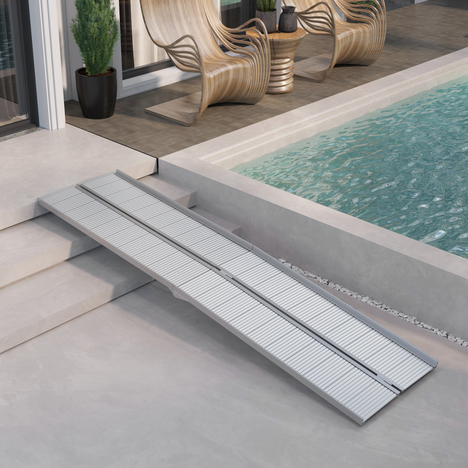 10' Folding Wheelchair Ramp Aluminum Portable Medical Mobility Threshold