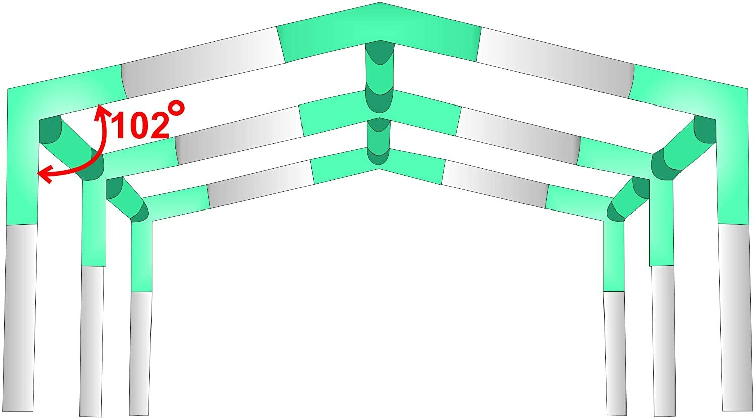 1-3/8in Carport Canopy Frame Fittings Kit, 8-Leg Connectors